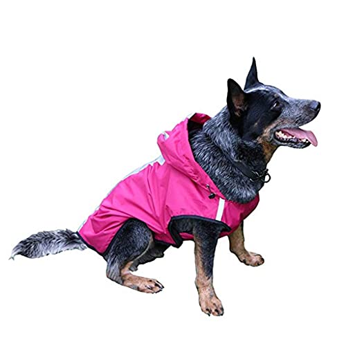 XSWLYY Hundemantel, reflektierend, mit Kapuze, wasserdicht, atmungsaktiv, Welpenjacke für große Hunde, Hundeweste, Regenmantel (Farbe: Pink, Größe: XX-Large) von XSWLYY