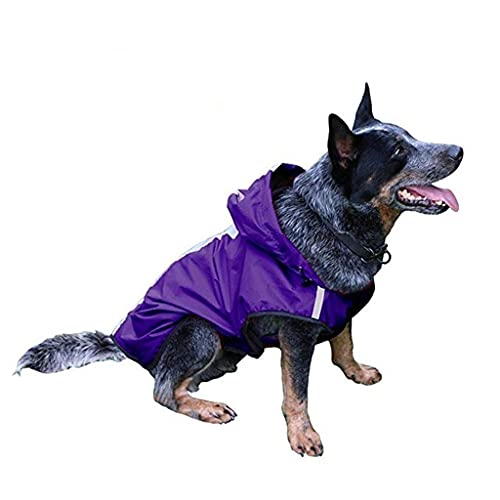 XSWLYY Hundemantel, reflektierend, mit Kapuze, wasserdicht, atmungsaktiv, Welpenjacke für große Hunde, Hundeweste, Regenmantel (Farbe: Violett, Größe: XX-Large) von XSWLYY