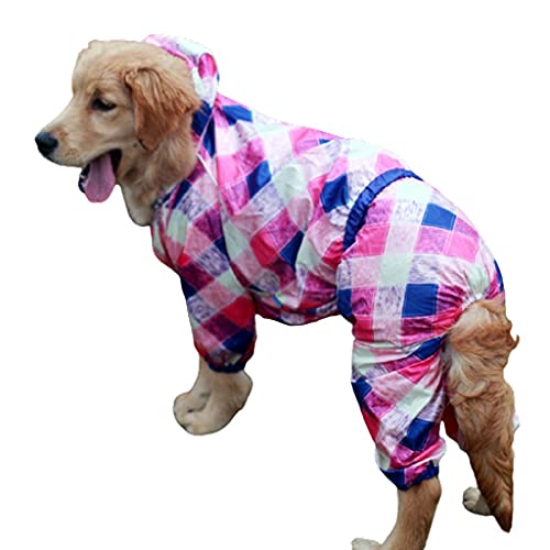 XSWLYY Hundemantel, wasserdicht, für große Hunde, Regenjacke, vierbeinig, für große Hunde, Farbe: Rosa, Größe: 12 von XSWLYY