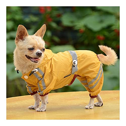 XSWLYY Hundemantel / Regenmantel für Hunde, trocknet schnell, wasserdicht, Polyester, mit Kapuze, cooler Regenmantel, Zubehör, Hundezubehör (Farbe: L, Größe: Gelb) von XSWLYY