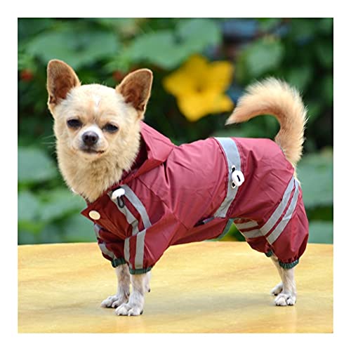 XSWLYY Hundemantel / Regenmantel für Hunde, trocknet schnell, wasserdicht, Polyester, mit Kapuze, cooler Regenmantel, Zubehör, Hundezubehör (Farbe: klein, Größe: Rot) von XSWLYY