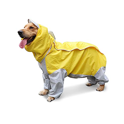 XSWLYY Hundemantel für große Hunde, wasserdicht, mit Kapuze, Poncho, Regenmantel für Hunde, Farbe: Gelb, Größe: 24 von XSWLYY