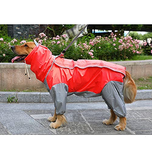 XSWLYY Hundemantel für große Hunde, wasserdicht, mit Kapuze, Poncho, Regenmantel für Hunde, Farbe: Rot, Größe: 26 von XSWLYY
