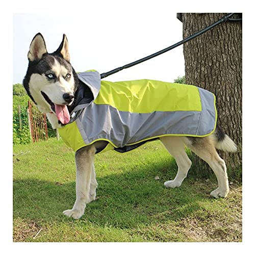 XSWLYY Hundemantel mit Kapuze, reflektierender Streifen, wasserdicht, für mittelgroße und große Hunde, Farbe: Grün, Größe: L von XSWLYY