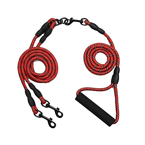 Hundeleine, einziehbare Hundeleine, Nylon-Doppelleinen, doppelter Hund, leuchtende, abnehmbare Leine, Handtrainingsleine, reflektierende Welpenkette, Haustierzubehör, Leinen (Farbe: rotes Set) von XSXSX