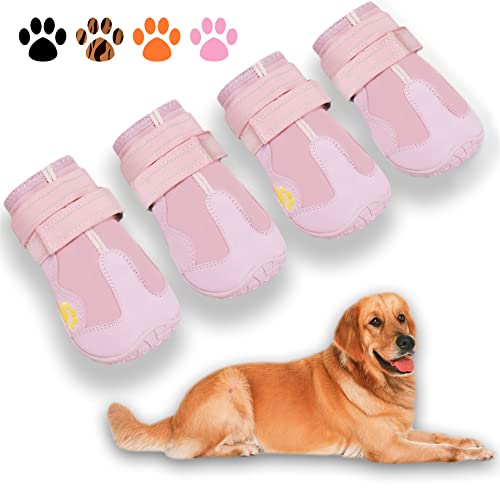 XSY&G Hundestiefel, wasserdichte Hundeschuhe, Hundeschuhe mit reflektierenden Streifen, robuste Anti-Rutsch-Sohle und rutschfest, Outdoor-Hundeschuhe für kleine, mittelgroße und große Hunde, 4 Stück, von XSY&G