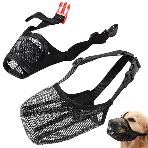 XTUDOU® 2 Stück Maulschlaufe Hund, Mesh Hundemaulkorb mit Verstellbare Schlaufe Giftköderschutz Hund für Große, Mittlere und Kleine Hunde Geeignet Verhindert Beißen Kauen und Bellen (M) von XTUDOU