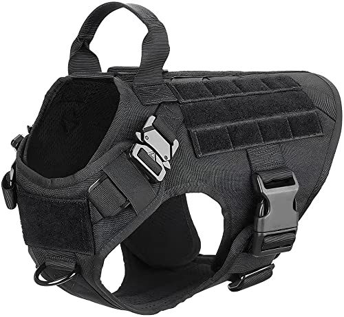 XTrador Special Force K9 taktisches Brustgeschirr Hundegeschirr für mittelgroße und große Hunde mit Griff No Pull Sicherheitsgeschirr verstellbar gegpolstert Zuggeschirr (Schwarz, XL) von XTrador