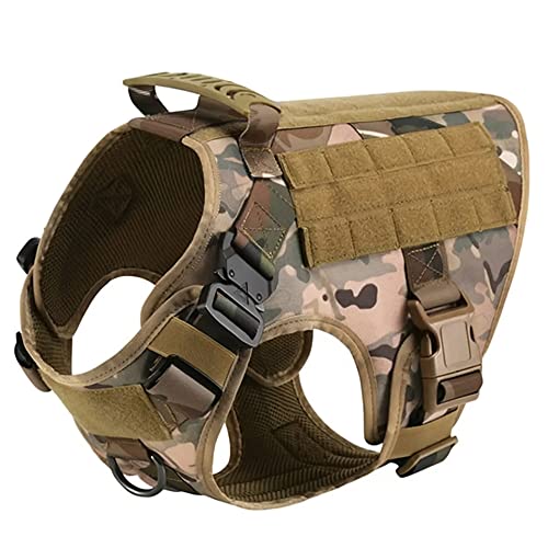 XTrador Special Force K9 taktisches Brustgeschirr Hundegeschirr für mittelgroße und große Hunde mit Griff No Pull Sicherheitsgeschirr verstellbar gepolstert Zuggeschirr (Camo, L) von XTrador