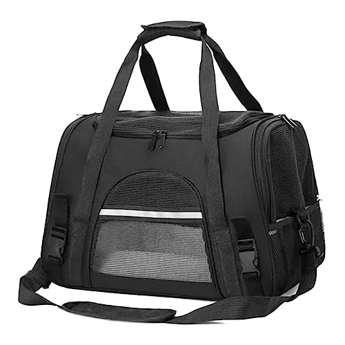 XUANHONG-TECH Tragbare Haustiertasche für Katzen und Hunde – Messenger-Tasche, Atmungsaktive Haustierautotasche mit Plüschkissen für Ausflüge (Black) von XUANHONG-TECH