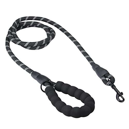Hundeleine aus Seil, 152 cm, starke Hundeleine mit dickem, reflektierende Fäden, strapazierfähige Hundeleine für mittelgroße und große Hunde (schwarz) von Xuanyu