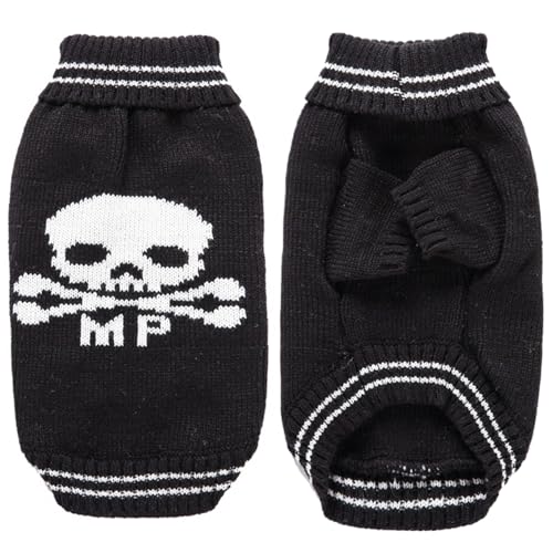 Welpenkleidung Halloween Hundekleidung, atmungsaktiven elastischen Hundehundpullover, Schädelmuster Welpe Kleidung mit Gerippter hoher Ausschnitt und Manschette, Welpenpullover für kleine Hunde, xs von XUEYEGONGJI