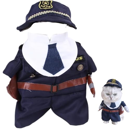 XUEYEGONGJI Haustier Halloween Kostüm süße lustige Hundetoliepolizeikostüm Polyester Katzenpolizeikostüm beinhaltet Anzug und Hut dekorative Haustierkostüme von XUEYEGONGJI