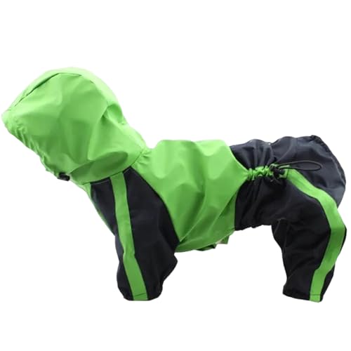 XUEYEGONGJI Hunde Regenjacke Hunde Regenmantel, wasserdichte Hundemantel für große Hunde, leichte Regenmantel, einstellbare 4 -Bein -Haustierponcho mit Kapuze, Regenkleidung mit Leinenloch von XUEYEGONGJI