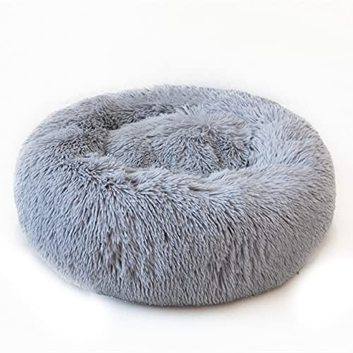 Flauschiges Hundebett Weicher Runder Hund Lange Plüschhütte Für Hunde Waschbar Welpen Katzenbett Kissen Winter Warm Sofa Hauszubehör-hellgrau,S Durchmesser 50cm,Belgien von XUFXEUT