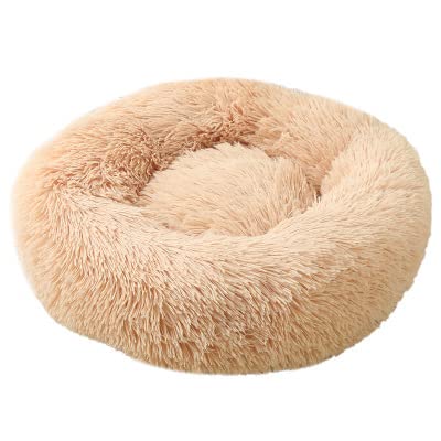 Flauschiges Hundebett Weicher Runder Hund Lange Plüschhütte Für Hunde Waschbar Welpen Katzenbett Kissen Winter Warmes Sofa Haus Zubehör-apricot,M Durchmesser 60cm,Belgien von XUFXEUT