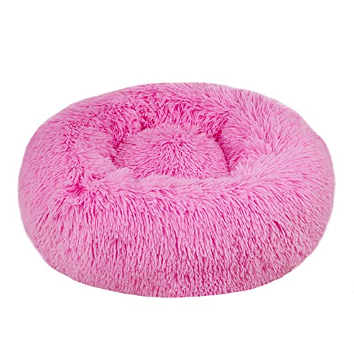 Flauschiges Hundebett Weicher Runder Hund Lange Plüschhütte Für Hunde Waschbar Welpen Katzenbett Kissen Winter Warmes Sofa Haus Zubehör-rosa,L Durchmesser 70cm,Deutschland von XUFXEUT