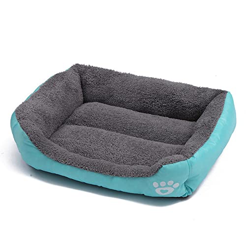 Großes Hundebett Haustiere Haus Schlafen Weich Warm Gemütlich Zwinger Matte Nest Plüsch Waschbar Für Kleine Mittelgroße S-3XL Katzenkissen Zubehör-seeblau,XL 80x60CM von XUFXEUT