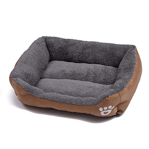 Großes Hundebett Haustiere Haus Schlafen Weich Warm Gemütlich Zwingermatte Nest Plüsch Waschbar Für Kleine Mittelgroße S-3XL Katzenkissen Zubehör-Khaki,XXL 90x70CM von XUFXEUT