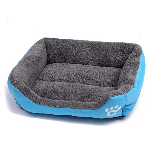 Großes Hundebett Haustiere Haus Schlafen Weich Warm Gemütlich Zwingermatte Nest Plüsch Waschbar Für Kleine Mittelgroße S-3XL Katzenkissen Zubehör-blau,L 65x50CM von XUFXEUT