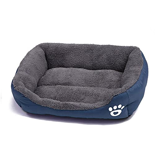 Großes Hundebett Haustiere Haus Schlafen Weich Warm Gemütlich Zwingermatte Nest Plüsch Waschbar Für Kleine Mittelgroße S-3XL Katzenkissen Zubehör-dunkelblau,L 65x50CM von XUFXEUT