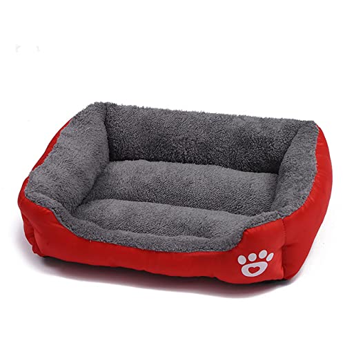 Großes Hundebett Haustiere Haus Schlafen Weich Warm Gemütlich Zwingermatte Nest Plüsch Waschbar Für Kleine Mittelgroße S-3XL Katzenkissen Zubehör-rot,M 50x40CM von XUFXEUT