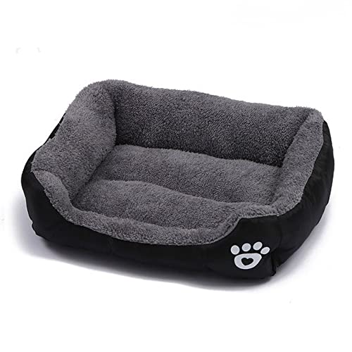 Großes Hundebett Haustiere Haus Schlafen Weich Warm Gemütlich Zwingermatte Nest Plüsch Waschbar Für Kleine Mittelgroße S-3XL Katzenkissen Zubehör-schwarz,XXL 90x70CM von XUFXEUT