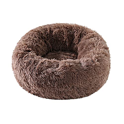 Haustier Hundebett Warmes Fleece Runder Hundezwinger Haus Lange Plüsch Winter Haustiere Hundebetten Für Mittelgroße Hunde Katzen Weiche Sofamatten-Braun,50cm von XUFXEUT