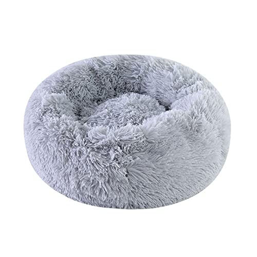 Haustier Hundebett Warmes Fleece Runder Hundezwinger Haus Lange Plüsch Winter Haustiere Hundebetten Für Mittelgroße Hunde Katzen Weiche Sofamatten-grau,40cm von XUFXEUT