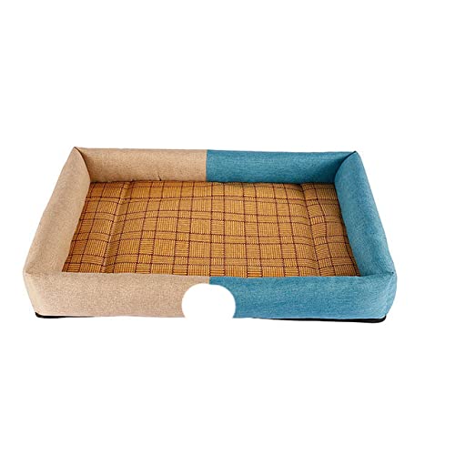 Haustierbett Hundezubehör Four Seasons Allgemeine Kühlung und Atmungsaktiv Quadratische Sommermatte Nest Isomatte für Heimtierbedarf Hundebett-Khaki Blau,S(40x30CM) von XUFXEUT