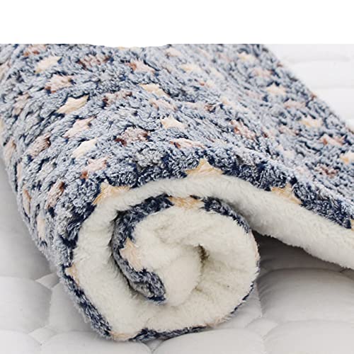 Haustierdecke Hundebett Katzenmatte Weichkorallen-Fleece Winter verdicken warme Schlafbetten für kleine mittelgroße Hunde Katzen Heimtierbedarf-Blau-Sterne, XXL (81X62cm) von XUFXEUT