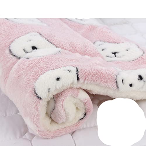 Haustierdecke Hundebett Katzenmatte Weichkorallen-Fleece Winter verdicken warme Schlafbetten für kleine mittelgroße Hunde Katzen Heimtierbedarf-Rosa-Bär,M(51X34cm) von XUFXEUT