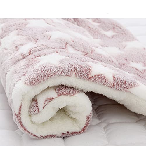 Haustierdecke Hundebett Katzenmatte Weichkorallen-Fleece Winter verdicken warme Schlafbetten für kleine mittelgroße Hunde Katzen Heimtierbedarf-Rosa-Sterne,L(63X43cm) von XUFXEUT