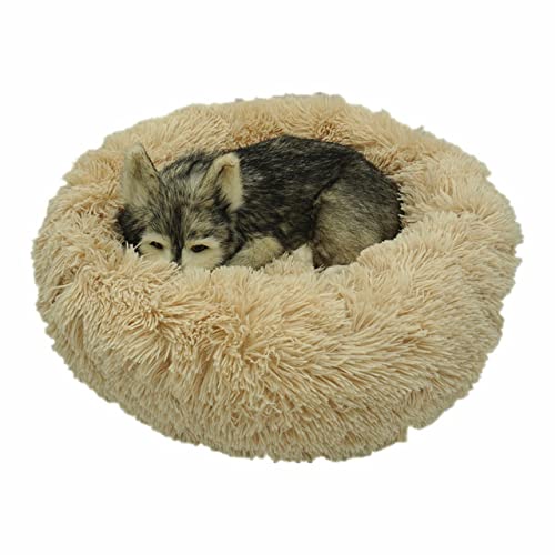 Hundebett Langes Plüsch Rund Katzenhaus Für Kleine Große Mittlere Haustiere Puppys-Beige,100cm,Vereinigte Staaten von XUFXEUT