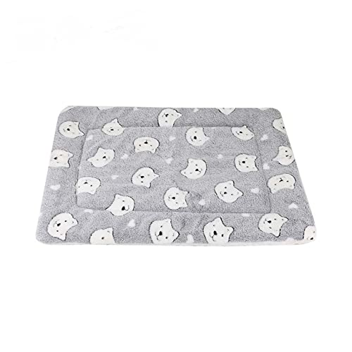 Hundematte Weiches Plüsch Katzendecke Bett Haustierunterlage für kleine mittelgroße Hunde Katzenkissen Bett Tragbar Waschbar Warmhalten Schlafhülle-Grau mit Bär,M 61x41cm von XUFXEUT