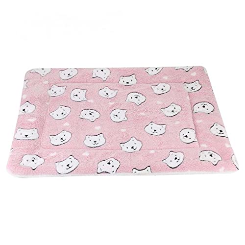 Hundematte Weiches Plüsch Katzendecke Bett Unterlage für kleine mittelgroße Hunde Katzenkissen Bett Tragbar Waschbar Warmhalten Schlafhülle-Rosa mit Bär,M 61x41cm von XUFXEUT