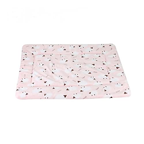 Hundematte aus weichem Plüsch Katzendecke Haustierunterlage für kleine mittelgroße Hunde Katzenkissenbett Tragbar waschbar Warmhaltende Schlafdecke-Rosa mit Schafen,M 61x41cm von XUFXEUT