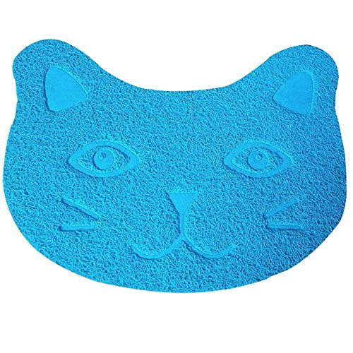 Neu Hund Haustier Katzenstreu Matte Fütterungsmatte Puppy Kitty Dish Bowl Tischset Tablett Aufgeräumt Easy Cleaning Pad Katzen Hundeklaue Matte-blau,40x30cm von XUFXEUT