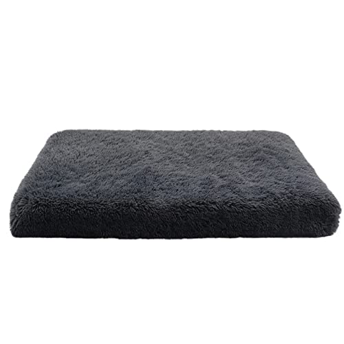 Quadratisches langes Plüsch Warmes Hundebett mit Reißverschluss Katzenmatten Hundehütte Warmes Schlafen für Haustiere Waschbar Hunde Schlafsofa Katzenzubehör-Dunkelgrau,L 75-50CM von XUFXEUT