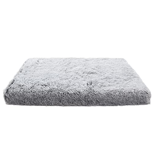 Quadratisches langes Plüsch Warmes Hundebett mit Reißverschluss Katzenmatten Hundehütte Warmes Schlafen für Haustiere Waschbare Hunde Schlafsofa Katzenzubehör-Grauweiß,XL 100-60-10CM von XUFXEUT