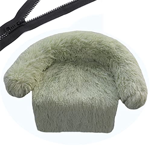 Reißverschluss Hund Schlafsofa Abnehmbarer Bezug Hundecouch Bett Waschbar Plüsch Hunde Zwinger Winter Warm Schlafende Haustiere Nest Kissen Hund-Hellgrün,W110CML130CMxOD135CM von XUFXEUT