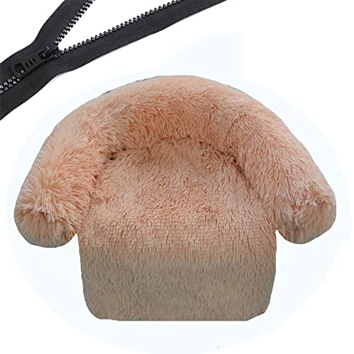 Reißverschluss Hundesofa Abnehmbarer Bezug Hundecouch Bett Waschbar Plüsch Hunde Zwinger Winter Warm Schlafende Haustiere Nest Kissen Hund-Dunkel Aprikose,B60CMxL80CMxOD85CM von XUFXEUT