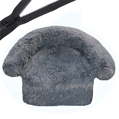 Reißverschluss Hundesofa Abnehmbarer Bezug Hundecouch Bett Waschbar Plüsch Hunde Zwinger Winter Warm Schlafende Haustiere Nest Kissen Hund-Dunkelgrau,B90CMxL110CMxOD115CM von XUFXEUT