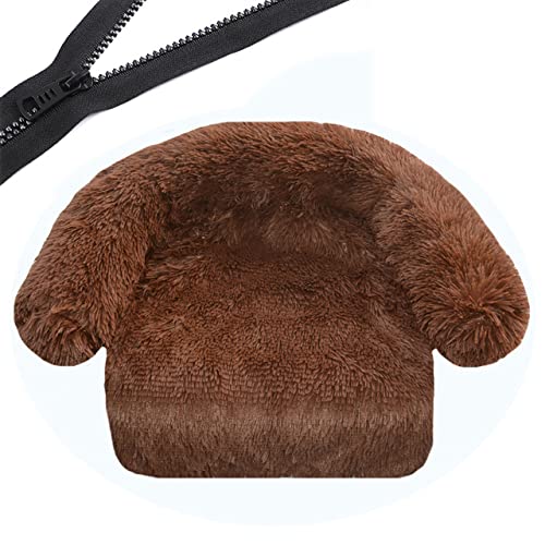 Reißverschluss Hundesofa Abnehmbarer Bezug Hundecouch Bett Waschbar Plüsch Hunde Zwinger Winter Warm Schlafende Haustiere Nest Kissen Hund-Dunkelkaffee,W100CML120CMxOD125CM von XUFXEUT