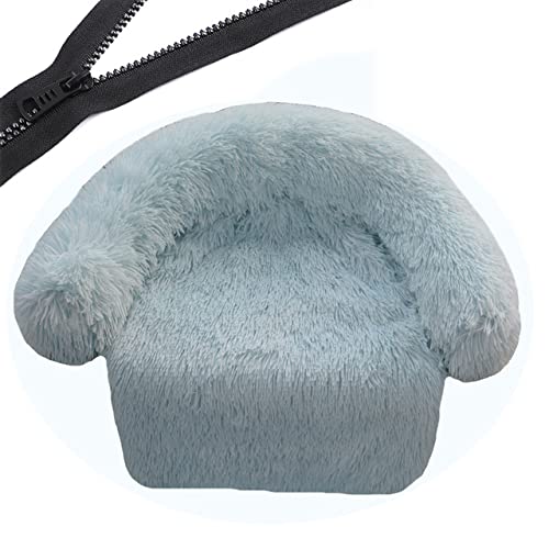 Reißverschluss Hundesofa Abnehmbarer Bezug Hundecouch Bett Waschbar Plüsch Hunde Zwinger Winter Warm Schlafende Haustiere Nest Kissen Hund-Hellblau,W110CML130CMxOD135CM von XUFXEUT