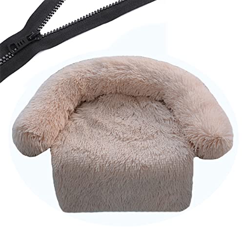 Reißverschluss Hundesofa Abnehmbarer Bezug Hundecouch Bett Waschbar Plüsch Hunde Zwinger Winter Warm Schlafende Haustiere Nest Kissen Hund-Khaki,B90CMxL110CMxOD115CM von XUFXEUT