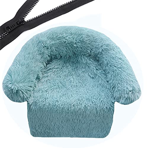 Reißverschluss Hundesofa Abnehmbarer Bezug Hundecouch Bett Waschbar Plüsch Hunde Zwinger Winter Warm Schlafende Haustiere Nest Kissen Hund-Smaragdgrün,W110CML130CMxOD135CM von XUFXEUT