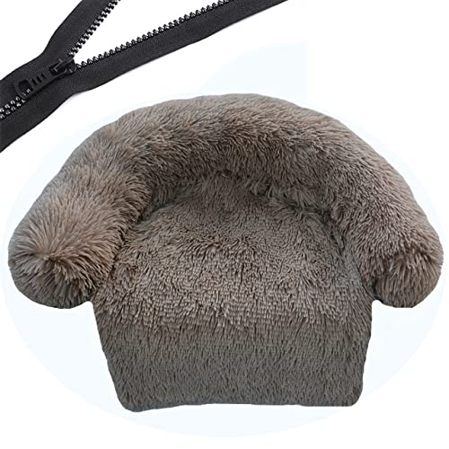 Reißverschluss Hundesofa Abnehmbarer Bezug Hundecouch Bett Waschbar Plüsch Hunde Zwinger Winter Warm Schlafende Haustiere Nest Kissen Hundelicht Kaffee,B40CMxL60CMxOD65CM von XUFXEUT