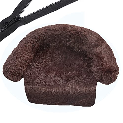 Reißverschluss Hundesofa Abnehmbarer Bezug Hundecouchbett Waschbar Plüsch Hundehütte Winter Warm Schlafende Haustiere Nest Kissen Hund-Dunkelbraun,B50CMxL70CMxOD75CM von XUFXEUT