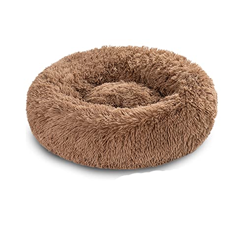 Rundes Flauschiges Hundebett Waschbares Haus Langes Plüsch King Hundebett für Hunde Korb Haustier Kissen Katzenbett Hundematte Tiere Schlafen Sofa-Khaki-Decke,L-70CM,Deutschland von XUFXEUT